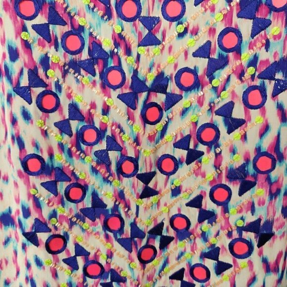 TAJ by Sabrina Crippa Maxi Dress Size Small Silk Beaded Embroidered Kaftan Tunic - Picture 2 of 7